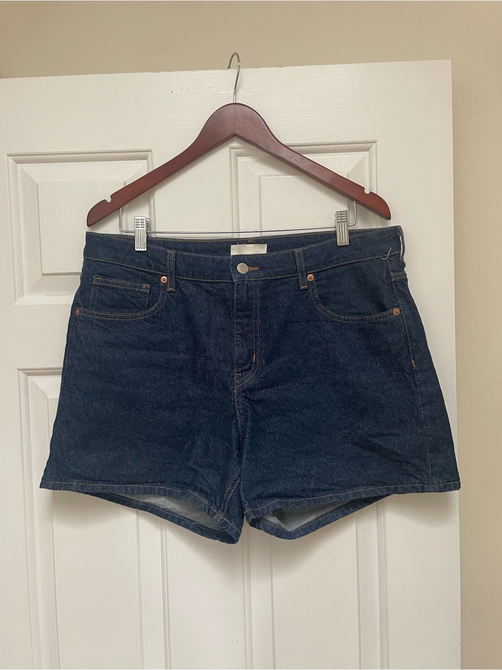 H&M Dark Blue Denim High-Rise Jean Shorts